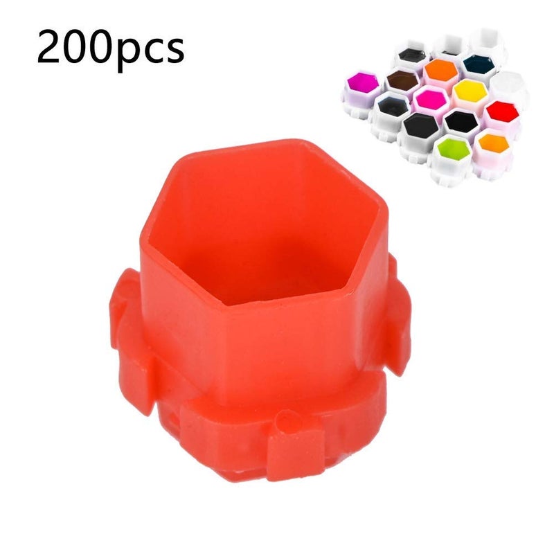 ZJchao Ink for Tattooing, Pigment Ink Cups 200Pcs Pigment Ink Cups Honeycomb Shape Pigment Holder Cups Permanent Makeup Supplies Painting Kits Supplies Plastic Ink Cups for Artist(Red) - Image 5